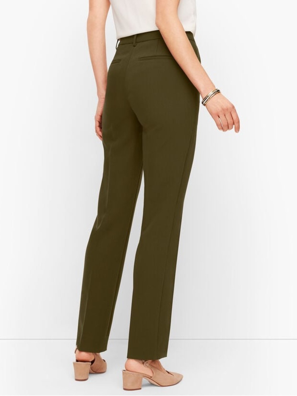 Talbots Olive Straight-Leg Dress Trousers